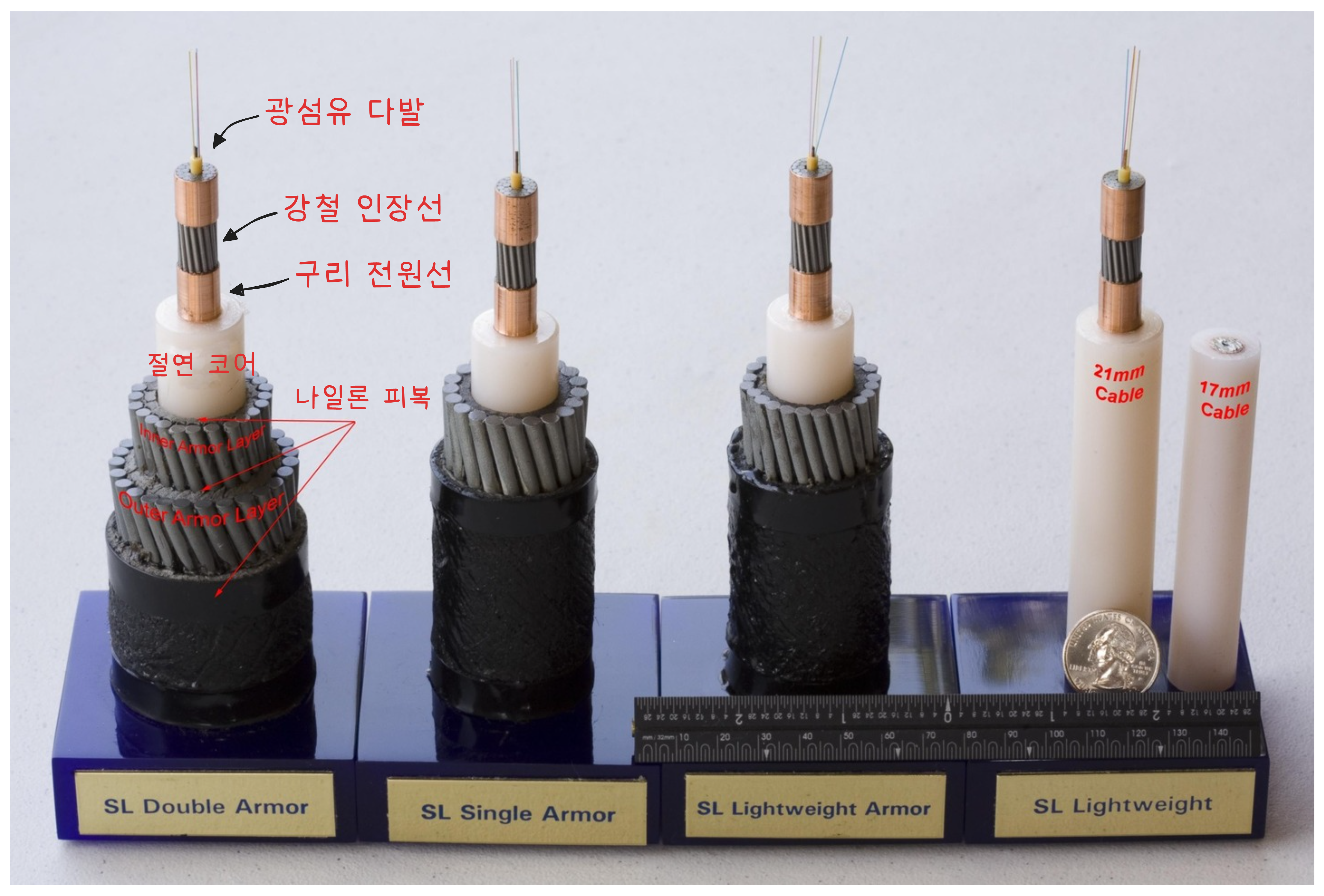 다양한 해저케이블 샘플
